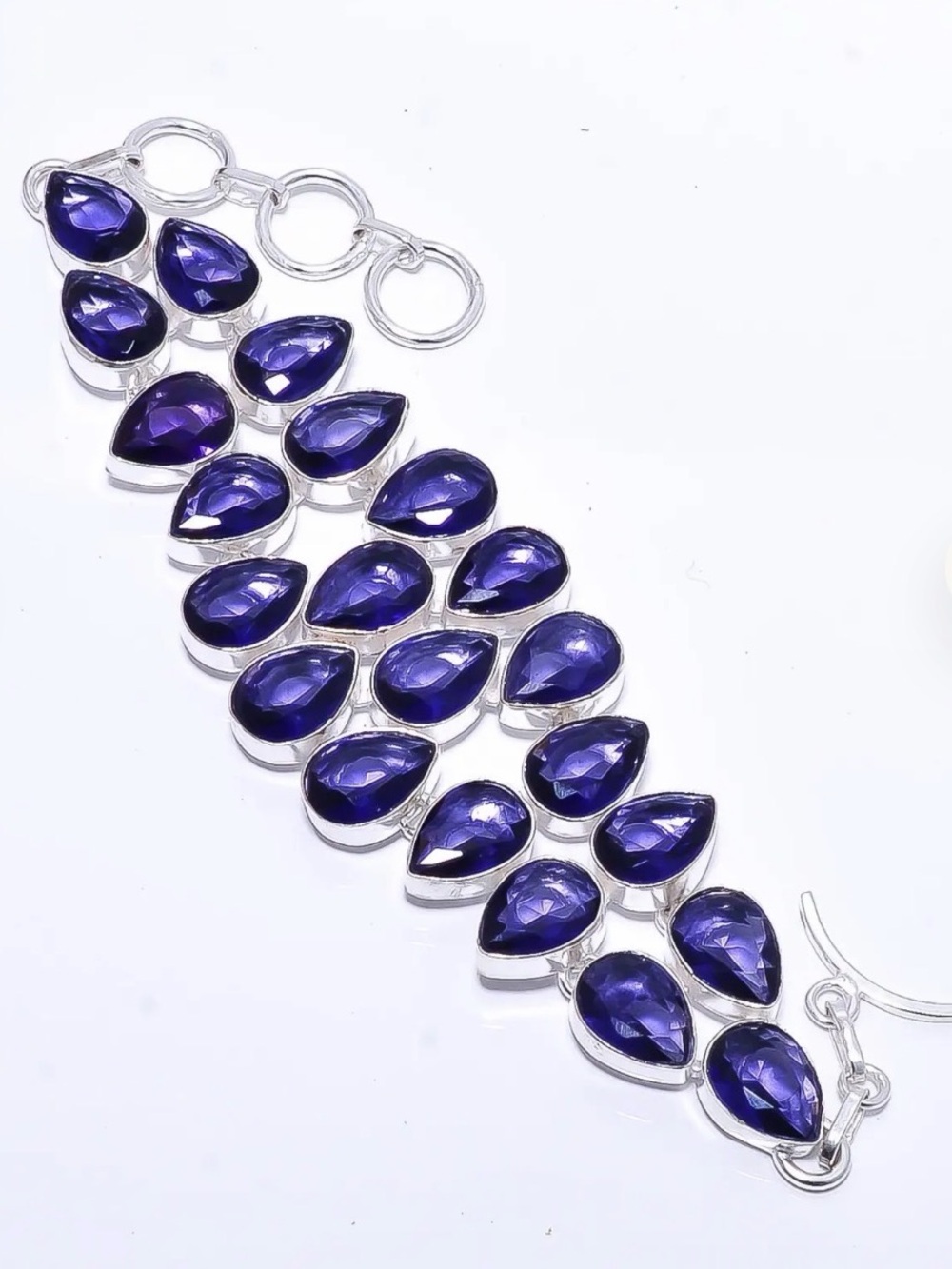 Handmade Oxidized Silver Amethyst Bracelet